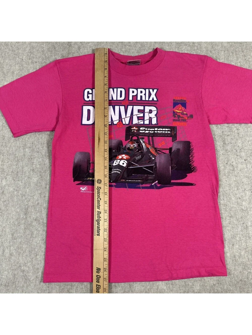 Vintage Grand Prix of Denver F1 Race T Shirt Small-Med? Pink Texaco Single